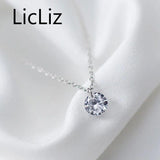 925 Sterling Silver Small CZ Crystal Pendant Necklace for Women
