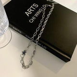 925 Silver Asymmetrical Star Chokers Necklace for Women Punk