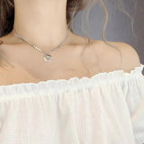 925 Sterling Silver Double Layer Star Chokers Necklace for Women