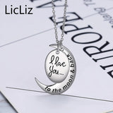 Antique Silver 925 Long Pendant Necklace Women Sailor Sun Moon Charm