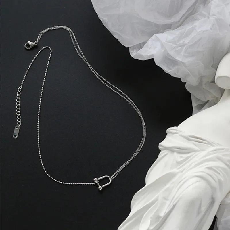 U-shaped Pendant Necklace Stainless Steel Statement Collars Chokers