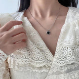925 Silver Retro Heart Enamel Chokers Necklace Women Fine Jewelry