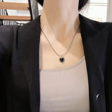 925 Silver Retro Heart Enamel Chokers Necklace Women Fine Jewelry