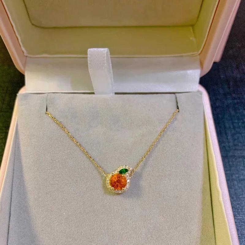 925 Silver Oranges Fruits Necklace Pendant Chain