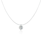 Silver Rhinestone Choker Necklace Transparent Fishing Line Collier Femme