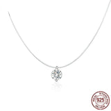 Silver Rhinestone Choker Necklace Transparent Fishing Line Collier Femme