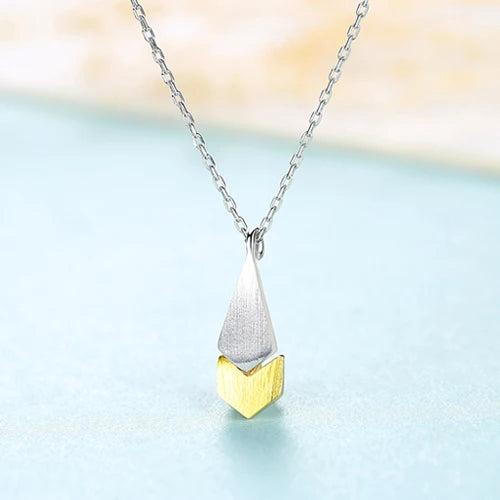 925 Sterling Silver Water Shape Pendant Necklace for Women