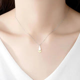 925 Sterling Silver Water Shape Pendant Necklace for Women