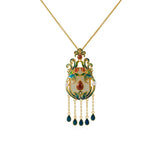 Hetian Jade Enamel Tassel Necklace Pendant Vintage Glamour Chains