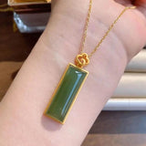 Chinese Retro Sapphire Pendant with Silver Inlay