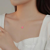 Enamel Flower Pendant Necklace S925 Sterling Silver Chain Girl Gift
