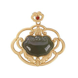 Hetian Jade Silver Hollow Geometric Necklace Pendant