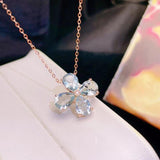 Sterling Silver Rose Crystal Pendant Necklace
