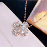 Sterling Silver Rose Crystal Pendant Necklace