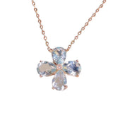 Sterling Silver Rose Crystal Pendant Necklace