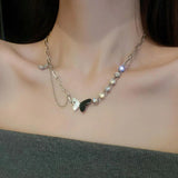 925 Silver Hip-hop Butterfly Necklace with CZ