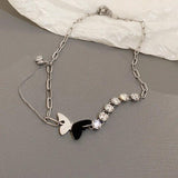 925 Silver Hip-hop Butterfly Necklace with CZ