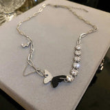 925 Silver Hip-hop Butterfly Necklace with CZ