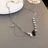 925 Silver Hip-hop Butterfly Necklace with CZ