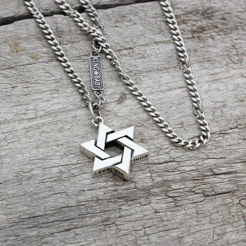 925 Silver Star Pendant Unisex Retro Chain Couple Party Jewelry