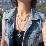 925 Silver Star Pendant Unisex Retro Chain Couple Party Jewelry