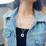 925 Silver Star Pendant Unisex Retro Chain Couple Party Jewelry