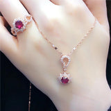 Classic 14K Rose Ruby Necklace Dinner Wedding Jewelry