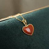 Enamel Heart Pendant Necklace - Romantic Women's Charm Jewelry