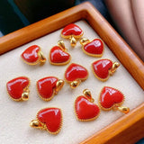 Enamel Heart Pendant Necklace - Romantic Women's Charm Jewelry