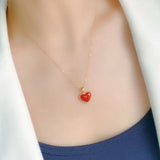 Enamel Heart Pendant Necklace - Romantic Women's Charm Jewelry