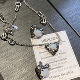 925 Silver Texture Heart Zircon Necklace Light Party Jewelry