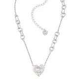 925 Silver Texture Heart Zircon Necklace Light Party Jewelry
