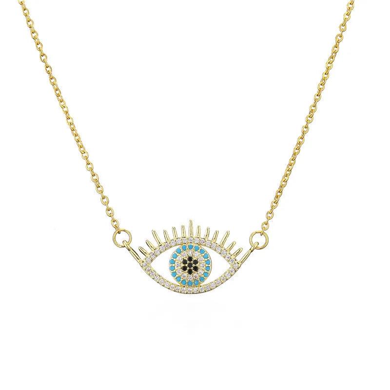 Evil Eye Necklace Copper Zircon Pendant Choker Chain Women Jewelry