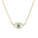 Evil Eye Necklace Copper Zircon Pendant Choker Chain Women Jewelry