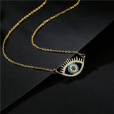 Evil Eye Necklace Copper Zircon Pendant Choker Chain Women Jewelry
