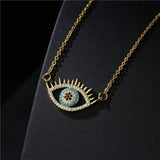 Evil Eye Necklace Copper Zircon Pendant Choker Chain Women Jewelry