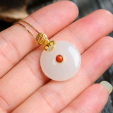 Silver & Baitian Jade Round Pendant - Chinese Palace Women's Jewelry