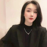 925 Silver Love Heart Pendant Necklace Women Ins Hip-hop Party Jewelry