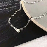 925 Silver Love Heart Pendant Necklace Women Ins Hip-hop Party Jewelry