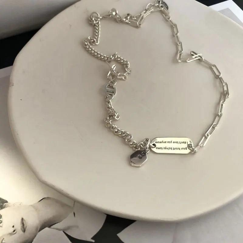 925 Silver Letter Pendant Necklace Women's Party Jewelry