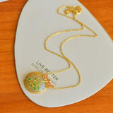 Jade Round Pendant Silver Enamel Necklace Jewelry