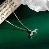 Sterling Silver Crystal Fish Tail Pendant Necklace