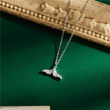 Sterling Silver Crystal Fish Tail Pendant Necklace