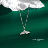 Sterling Silver Crystal Fish Tail Pendant Necklace