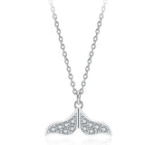 Sterling Silver Crystal Fish Tail Pendant Necklace