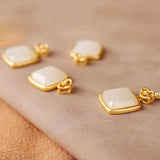 Silver Inlaid Hetian Jade Pendant Necklace Chinese Retro Charm Jewelry