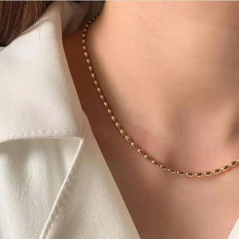 Minimalist Thin Stainless Steel Chain Necklace Women Jewelry