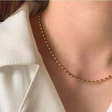 Minimalist Thin Stainless Steel Chain Necklace Women Jewelry