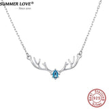 925 Silver Deer Pendant Necklace for Women