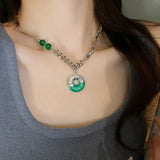 Chinese Style Jade Pendant Women Necklace Irregular Personality Temperament